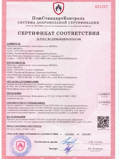 Пожарный сертификат соответствия